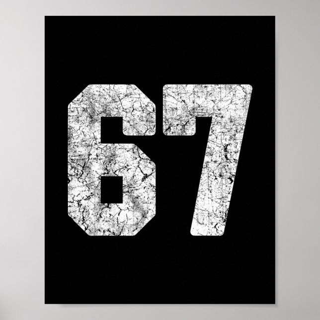 Póster Distressed White Number 67 Jersey Player Uniform # (Frente)