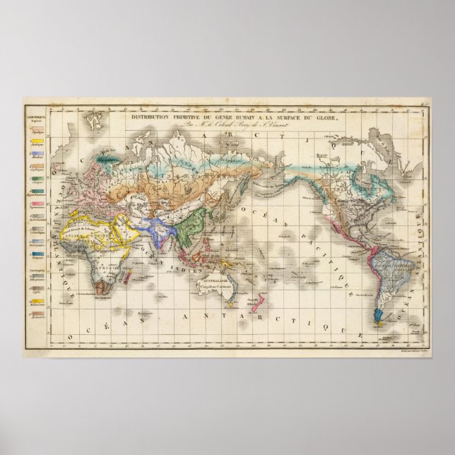 Póster Distribución género humano primitivo (Frente)