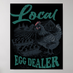 Póster Distribuidor de huevos local pollo retro divertido