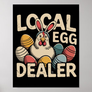 Póster Distribuidor local de huevos Gallina retro Diverti