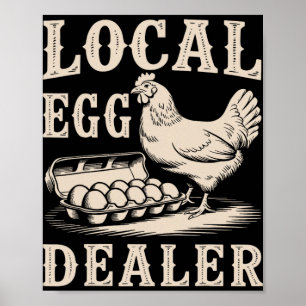 Póster Distribuidor local de huevos Gallina retro Diverti