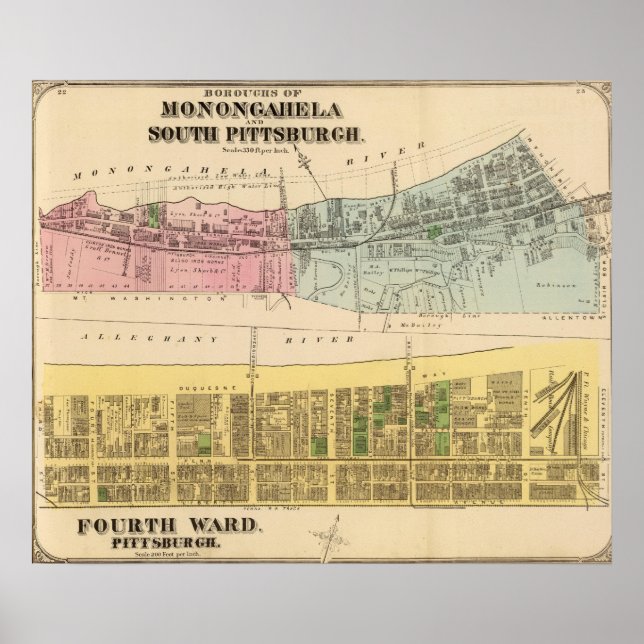 Póster Distrito 4 de Monongahela, distrito de S Pittsburg (Frente)