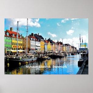 Póster Distrito de Nyhavn, Dinamarca,
