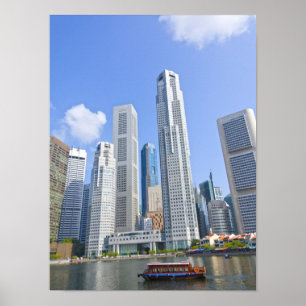 Póster Distrito financiero de Skyline Highway en Singapur