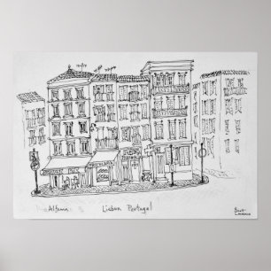 Póster Distrito histórico de Alfama   Lisboa, Portugal