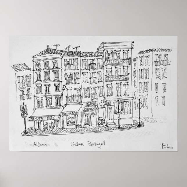 Póster Distrito histórico de Alfama | Lisboa, Portugal (Frente)