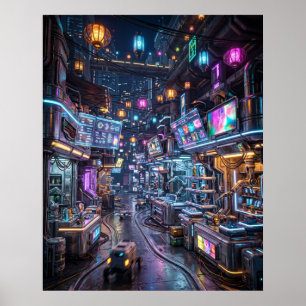 Póster Distrito Mercado Neon