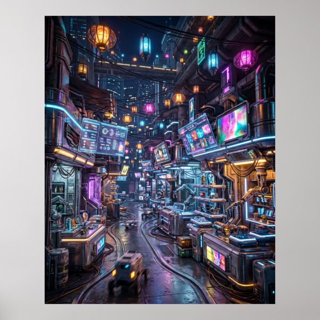 Póster Distrito Mercado Neon (Frente)