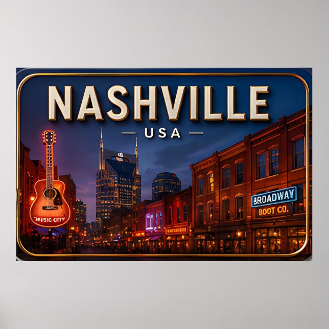 Póster Distrito Musical de Broadway en Nashville (Frente)