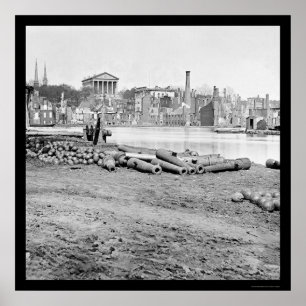 Póster Distrito quemado y Capitolio en Richmond, VA 1865