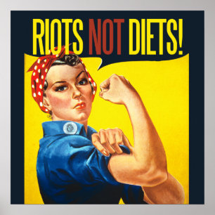 Póster Disturbios no dietas - feminismo vintage