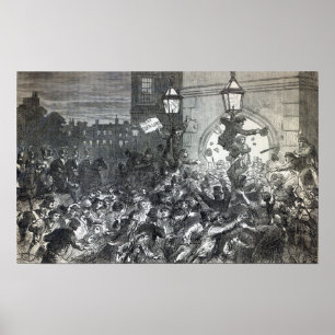 Póster Disturbios por el pan en la entrada de la Casa