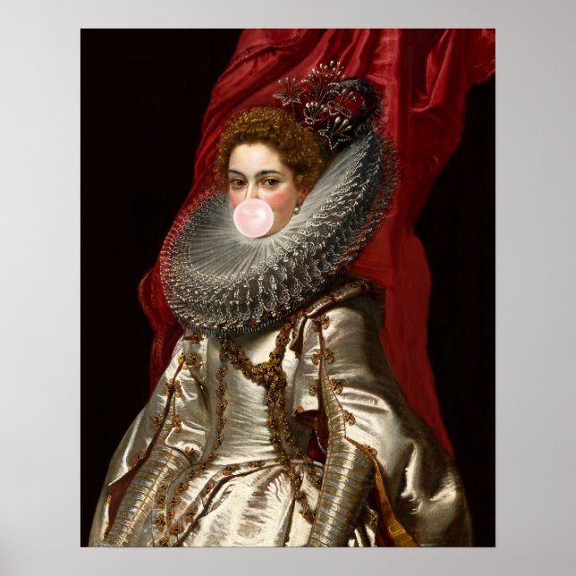 Póster Diva de chicle en un cuello rizado (Frente)