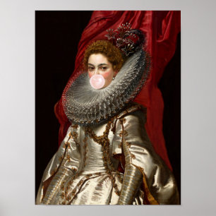 Póster Diva de chicle en un cuello rizado