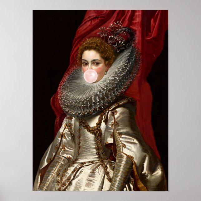 Póster Diva de chicle en un cuello rizado (Frente)