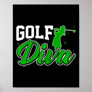 Póster Diva de Golf Femenino - Mujer Amante del Golf Dive