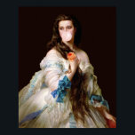 Póster Diva de la goma de burbujas con cintas azules<br><div class="desc">Bubble Gum Diva con Blue Ribbons Pop remix de un cuadro vintage de una mujer que soplaba un chicle rosa.</div>
