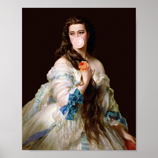 Póster Diva de la goma de burbujas con cintas azules (Frente)