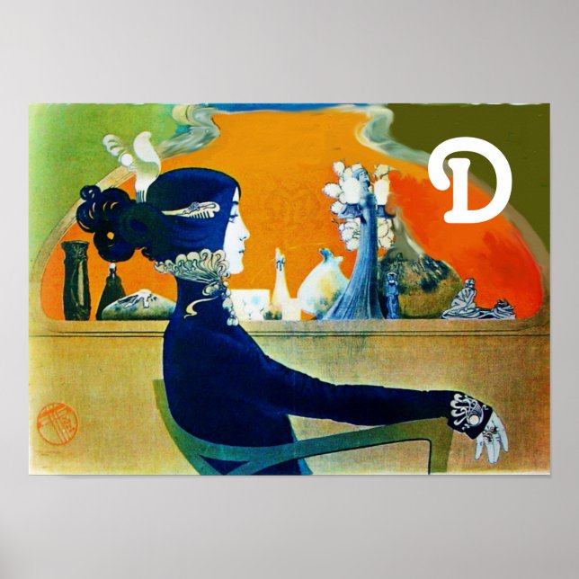 Póster DIVA EN AZUL / Belleza,Cabello,Monograma de moda (Frente)