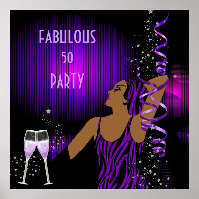 Póster Diva Fabulous 50 LADY Purple Fiesta Champagne (Frente)