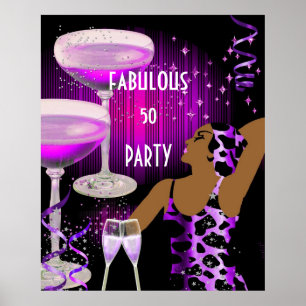 Póster Diva Fabulous 50 LADY Purple Pink Champagne