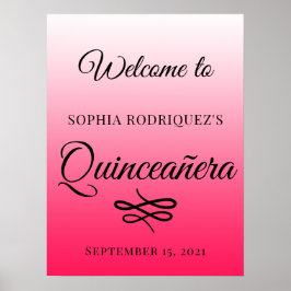 Póster Diva Pink Quinceañera Poster de bienvenida a los 1