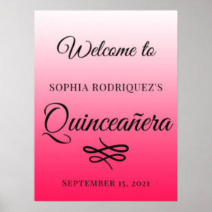 Póster Diva Pink Quinceañera Poster de bienvenida a los 1