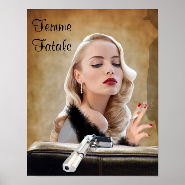 Póster Diva retro femme de sexo femenino - Fumar y armas (Frente)