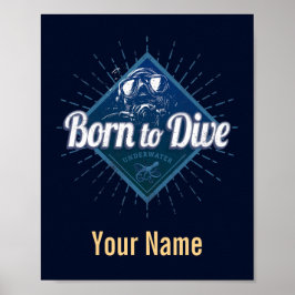 Póster Diver retro Scuba Diving School Vintage Ocean