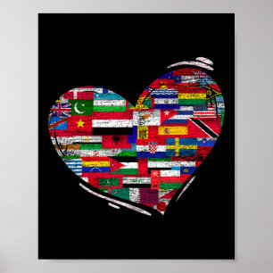 Póster Diversidad de amor Banderas nacionales Día de la T