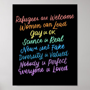 Póster Diversidad en Trump Refugiados de la ciencia aman 