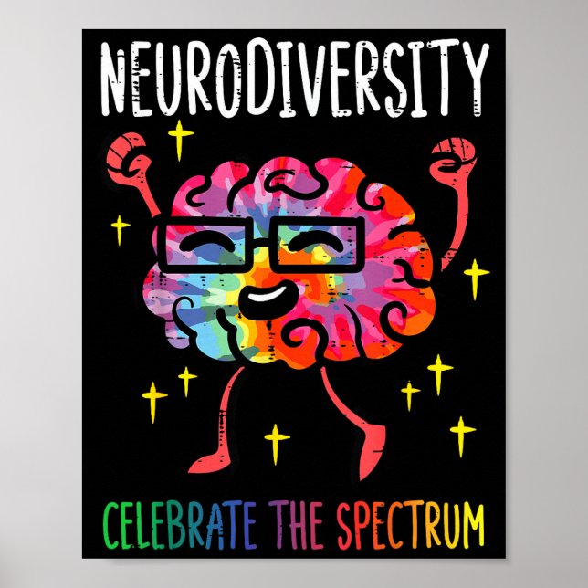 Póster Diversidad neuronal Cerebro Conciencia de Autismo  (Frente)