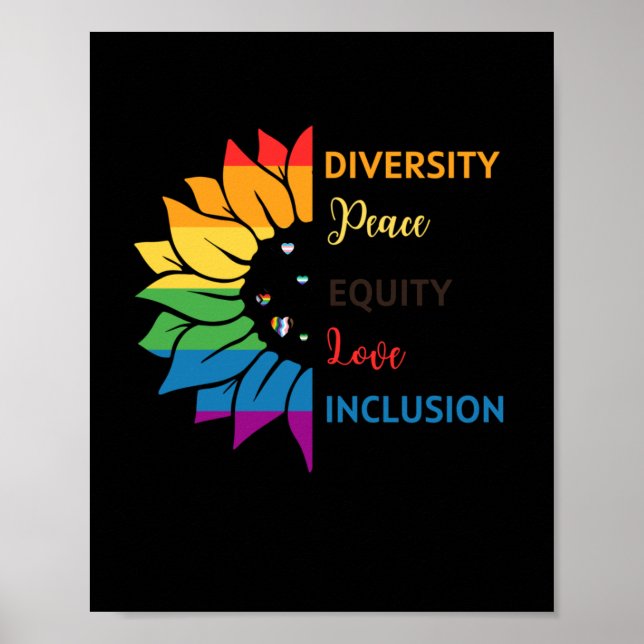 Póster Diversidad Paz Equidad Inclusión de Amor - Arcoiri (Frente)