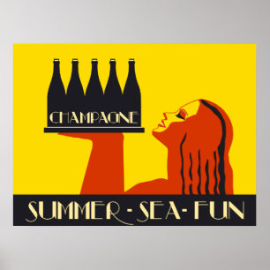 Póster Diversión al mar de Champagne