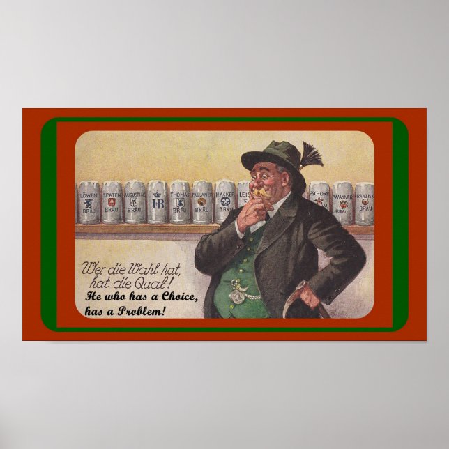 PÓSTER ¿DIVERSIÓN ALEMÁN PROVERB ~ DILEMA? RÓTULO BEER -  (Frente)