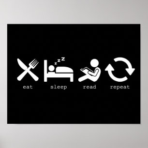 Póster Diversión Comer Dormir Repito