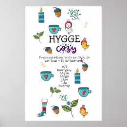 Póster Diversión Cómo decir HYGGE Diversos y acogedores d