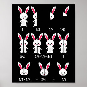 Póster Diversión con fracciones del conejo de Pascua - Di