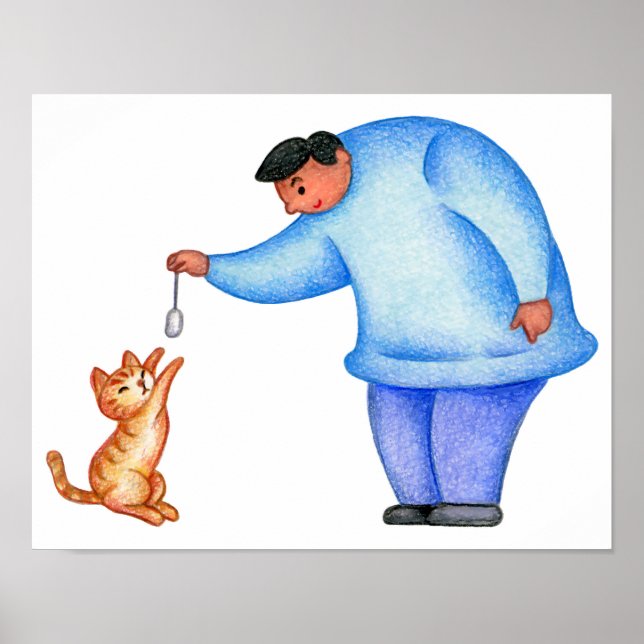Póster Diversión con mi gato querido. (Frente)