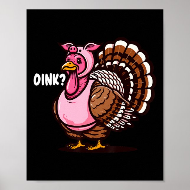 Póster Diversión De Gracias De Oink Turkey Graciosa En Ha (Frente)