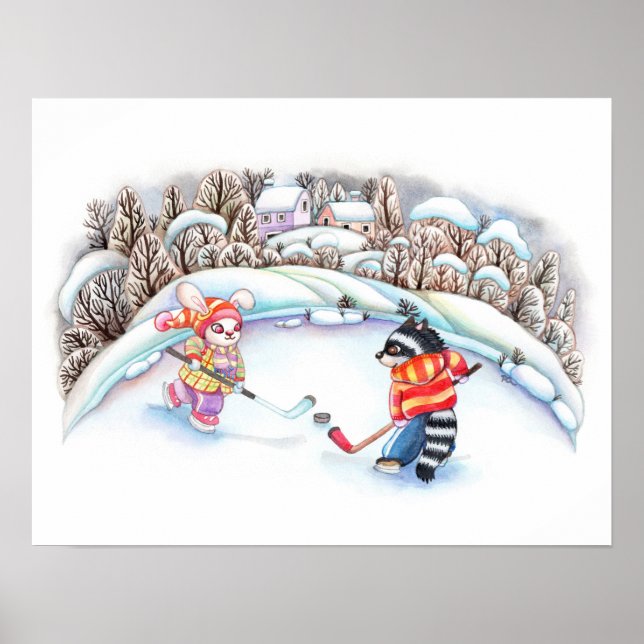 Póster Diversión de hockey (Frente)