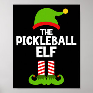 Póster Diversión De Los Navidades De Elf De Pickleball Qu