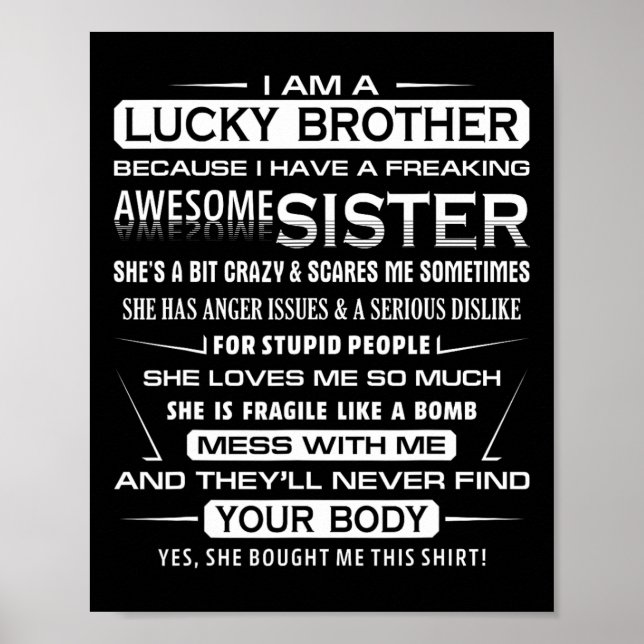 Póster Diversión De navidades Para Hermano De Hermana Yo  (Frente)