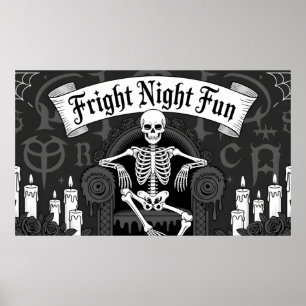 Póster Diversión de Noche de Terror: Diseño de Esqueleto