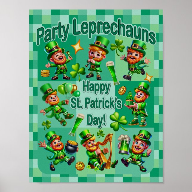 Póster Diversión de San Patricio Adorable "Fiesta Leprech (Frente)
