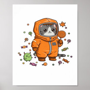 Póster Diversión de un gato de Hazmat Halloween Candy Fun