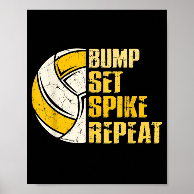 Póster Diversión de voleibol de repetición de Spike Spike (Frente)