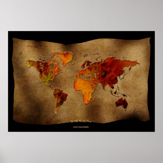 Póster Diversión decorativa "Ye Olde Worlde Map" Poster d (Frente)