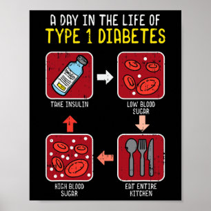 Póster Diversión Diabética Tipo 1 Ciclo de Vida - Diabete