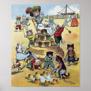Póster Diversión en la costa, Louis Wain